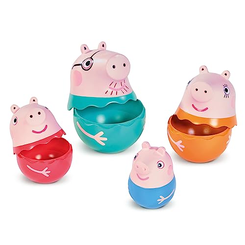 Toomies Peppa Pig Nesting Family – 4 Characters, Bath Pourers & Rattle Toy for Toddlers 18M+