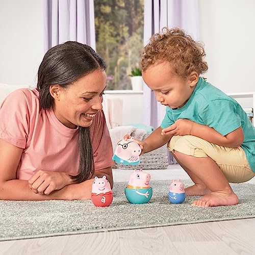 Toomies Peppa Pig Nesting Family – 4 Characters, Bath Pourers & Rattle Toy for Toddlers 18M+