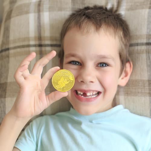 Tooth Fairy Coins – 8 Pack Golden Zinc Alloy Keepsakes for Lost Tooth Kids