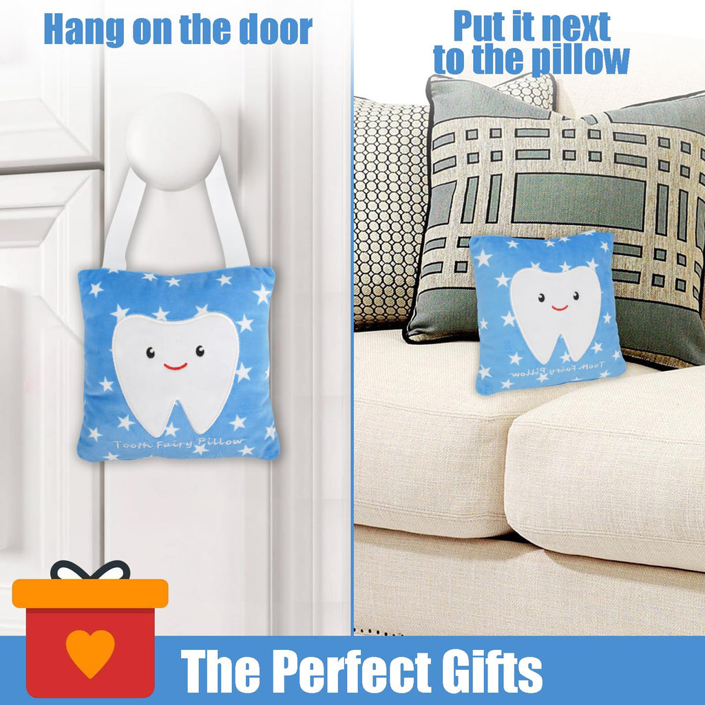 Tooth Fairy Pillow with Hidden Pocket and Hanging Strap – Felt Tooth Holder for Lost Teeth