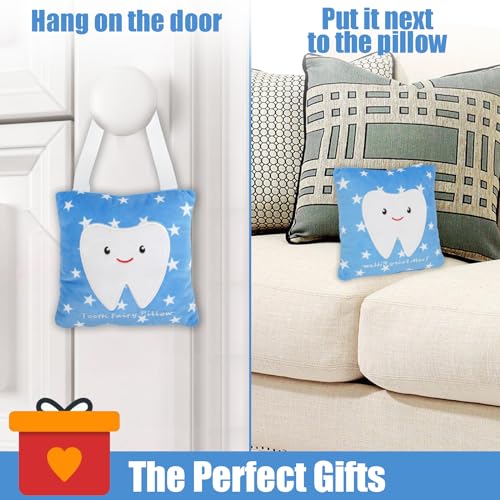 Tooth Fairy Pillow with Hidden Pocket and Hanging Strap – Felt Tooth Holder for Lost Teeth