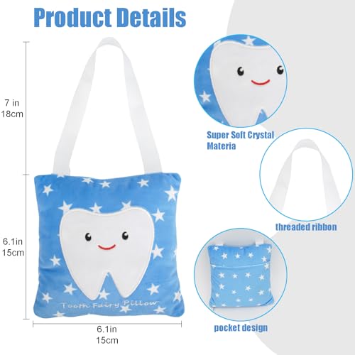 Tooth Fairy Pillow with Hidden Pocket and Hanging Strap – Felt Tooth Holder for Lost Teeth