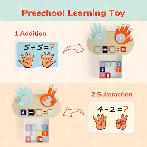 TOP BRIGHT Number Counting Toy for Toddlers - Montessori Finger Counting Math Blocks for Ages 3-5