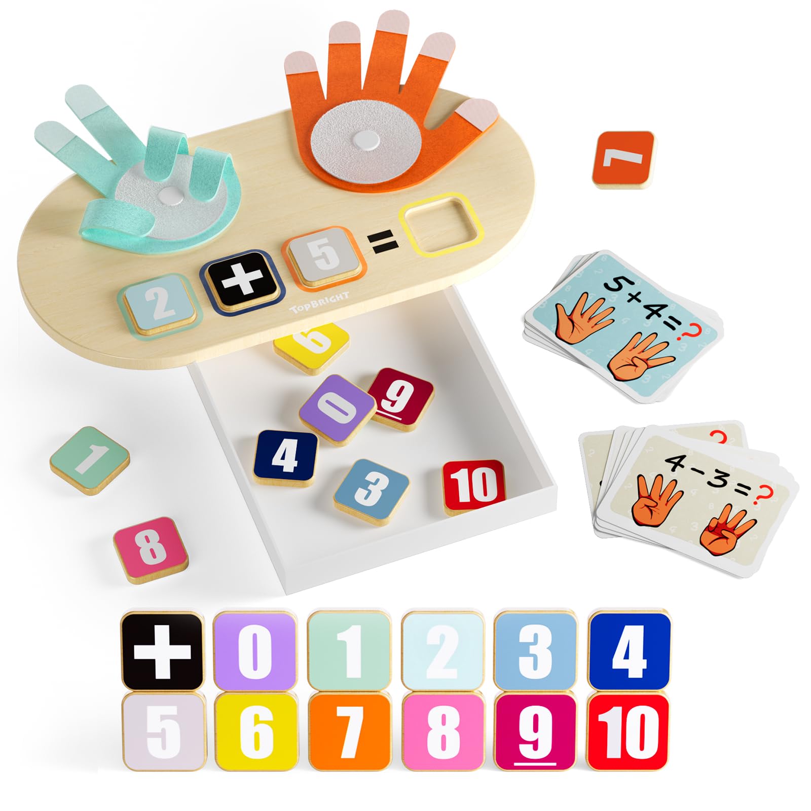 TOP BRIGHT Number Counting Toy for Toddlers - Montessori Finger Counting Math Blocks for Ages 3-5