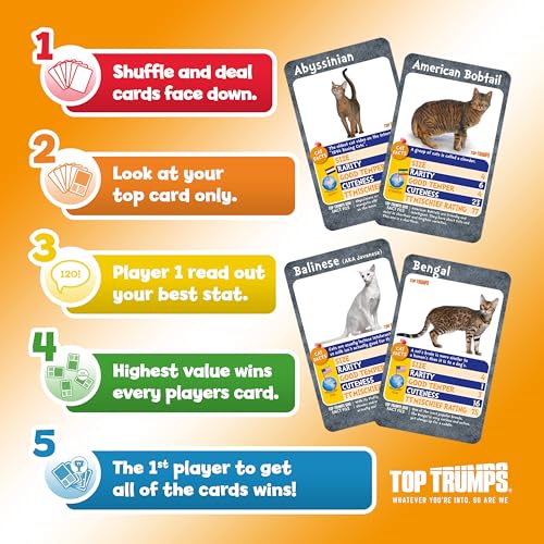 Top Trumps Cats Card Game: Learn Fun Facts About Bengal, British Shorthair & Siberian Cats – Educational Family Game for Ages 6+