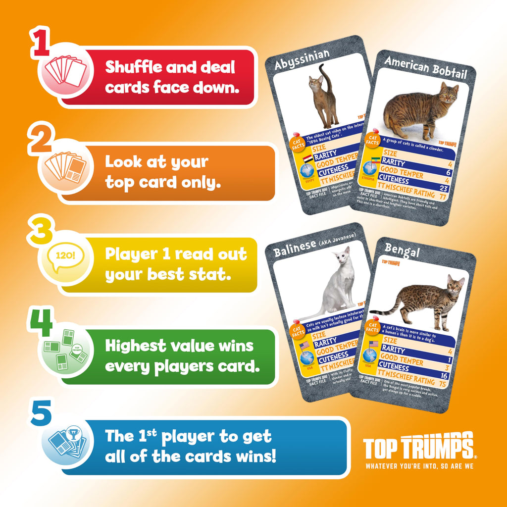 Top Trumps Cats Card Game: Learn Fun Facts About Bengal, British Shorthair & Siberian Cats – Educational Family Game for Ages 6+