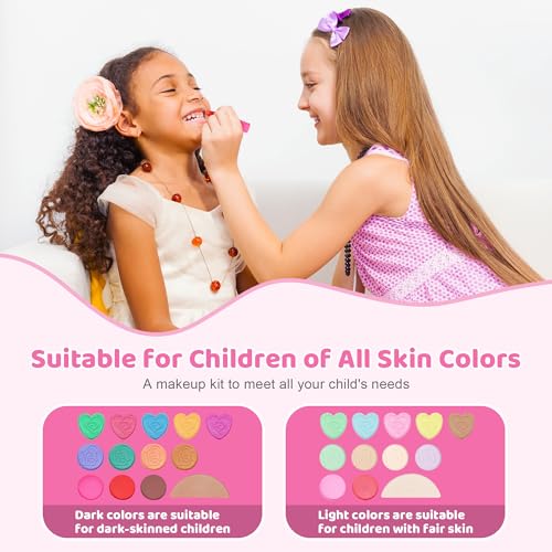 Topsolid Kids Makeup Set – Washable 19 Eye Shadows & 6 Lip Glosses with Handbag Mirror