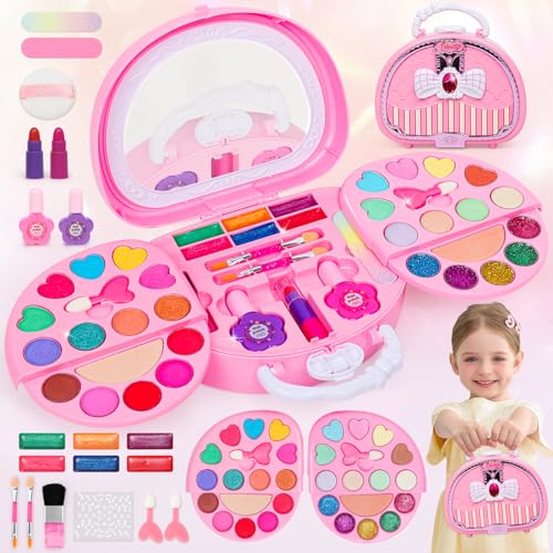 Topsolid Kids Makeup Set – Washable 19 Eye Shadows & 6 Lip Glosses with Handbag Mirror