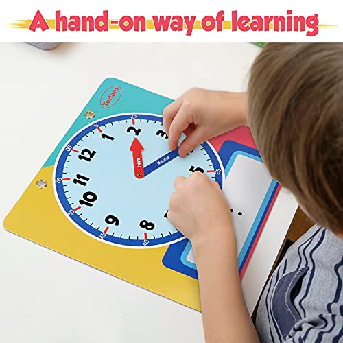 Torlam Magnetic Write & Wipe Learning Clock – 12" Rainbow Teaching Clock for Kids