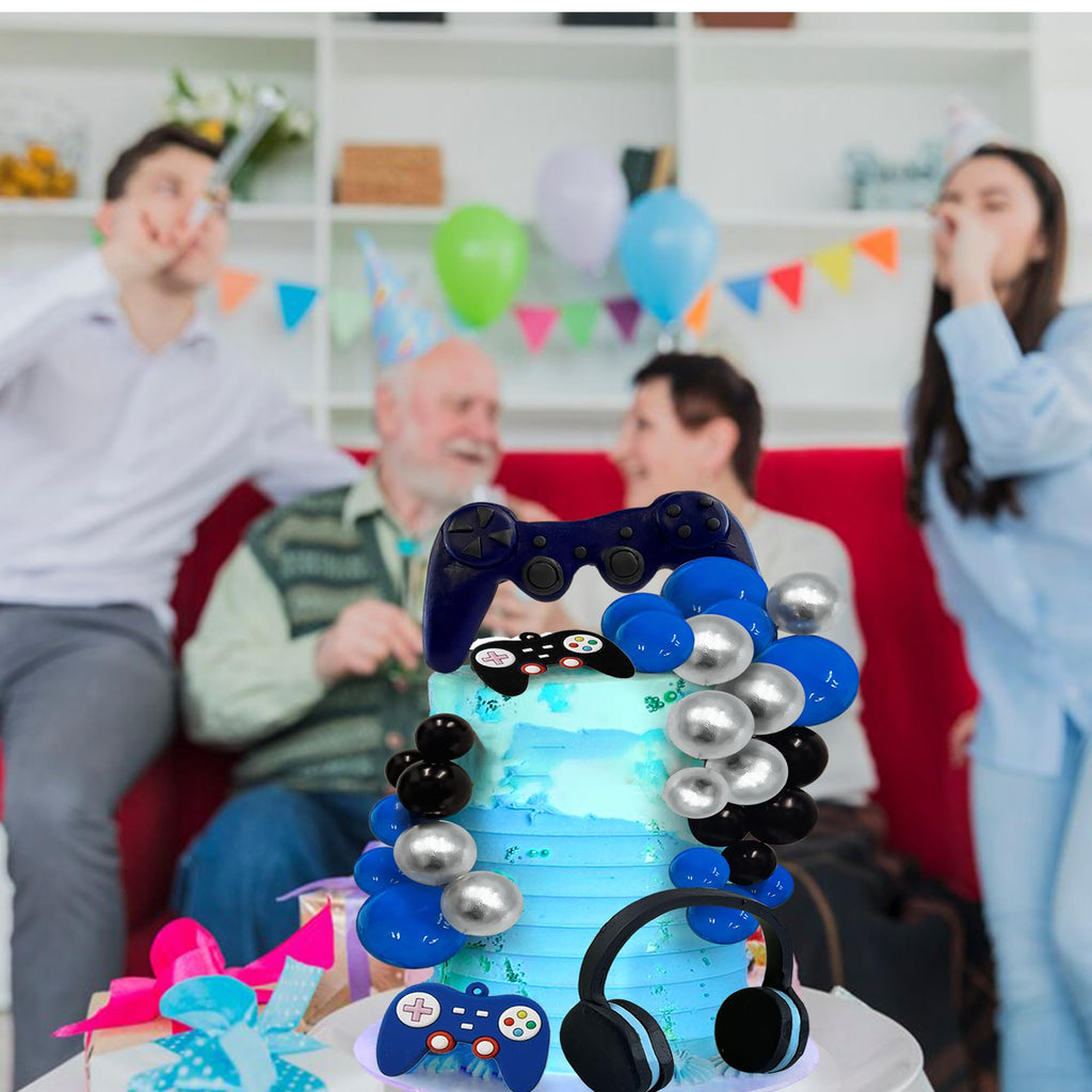 TOSPARTY 30-Piece Video Game Cake Toppers Set - Clay Headset & Controllers with Foam Balls