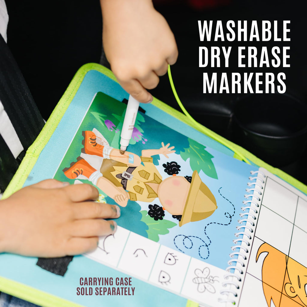 Totebook Dry Erase Activity Book for Kids Ages 4-6 – Jungle Theme with 18 Reusable Games, Markers & Stickers