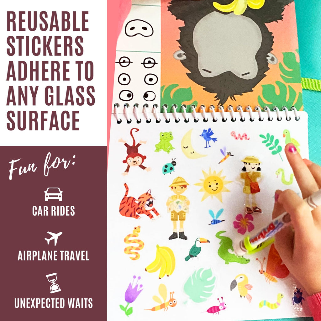 Totebook Dry Erase Activity Book for Kids Ages 4-6 – Jungle Theme with 18 Reusable Games, Markers & Stickers