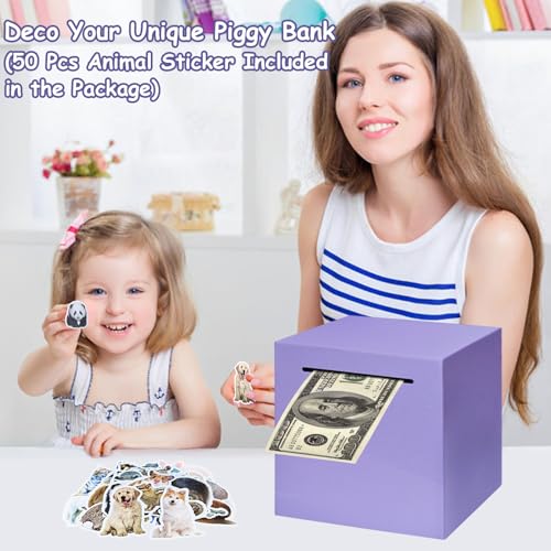 Totola Stainless Steel Piggy Bank – Indestructible 4.72-Inch Savings Box with Must-Break-to-Open Design (Purple)