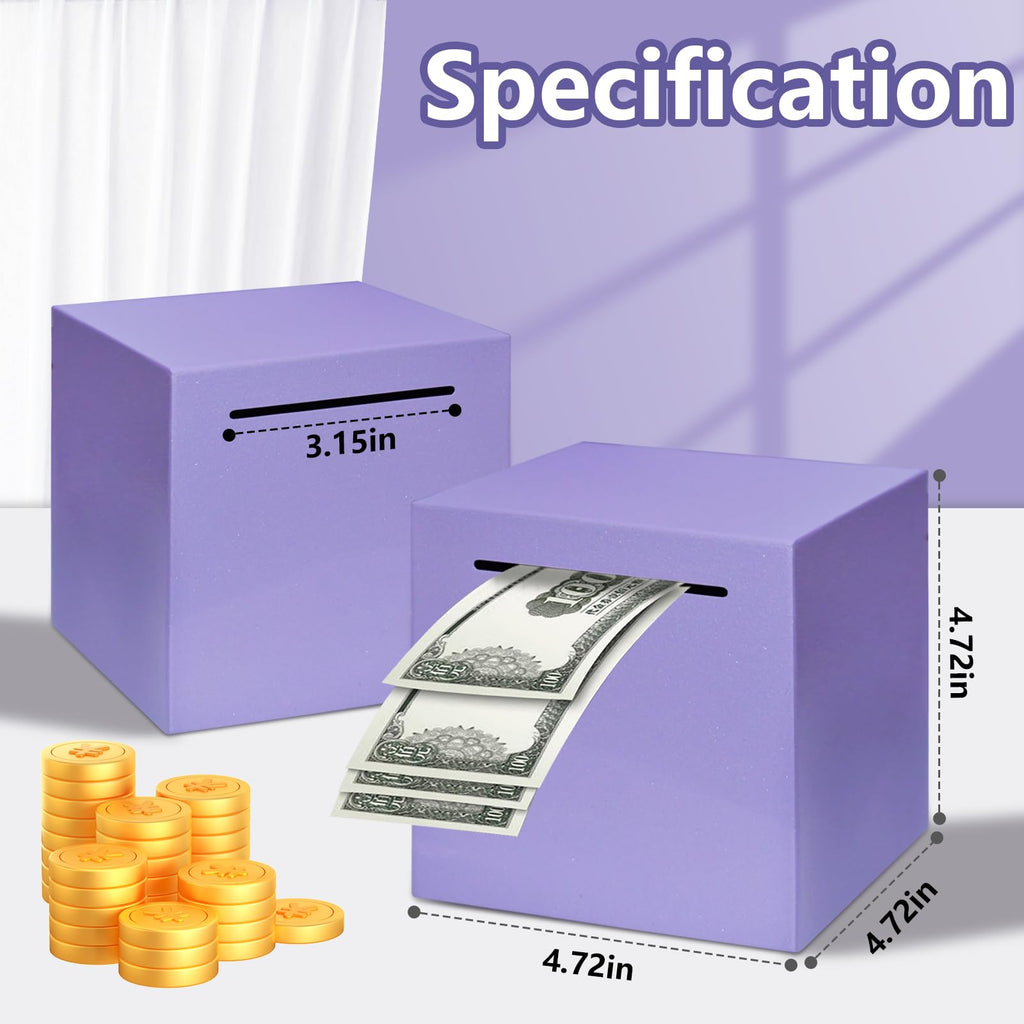 Totola Stainless Steel Piggy Bank – Indestructible 4.72-Inch Savings Box with Must-Break-to-Open Design (Purple)