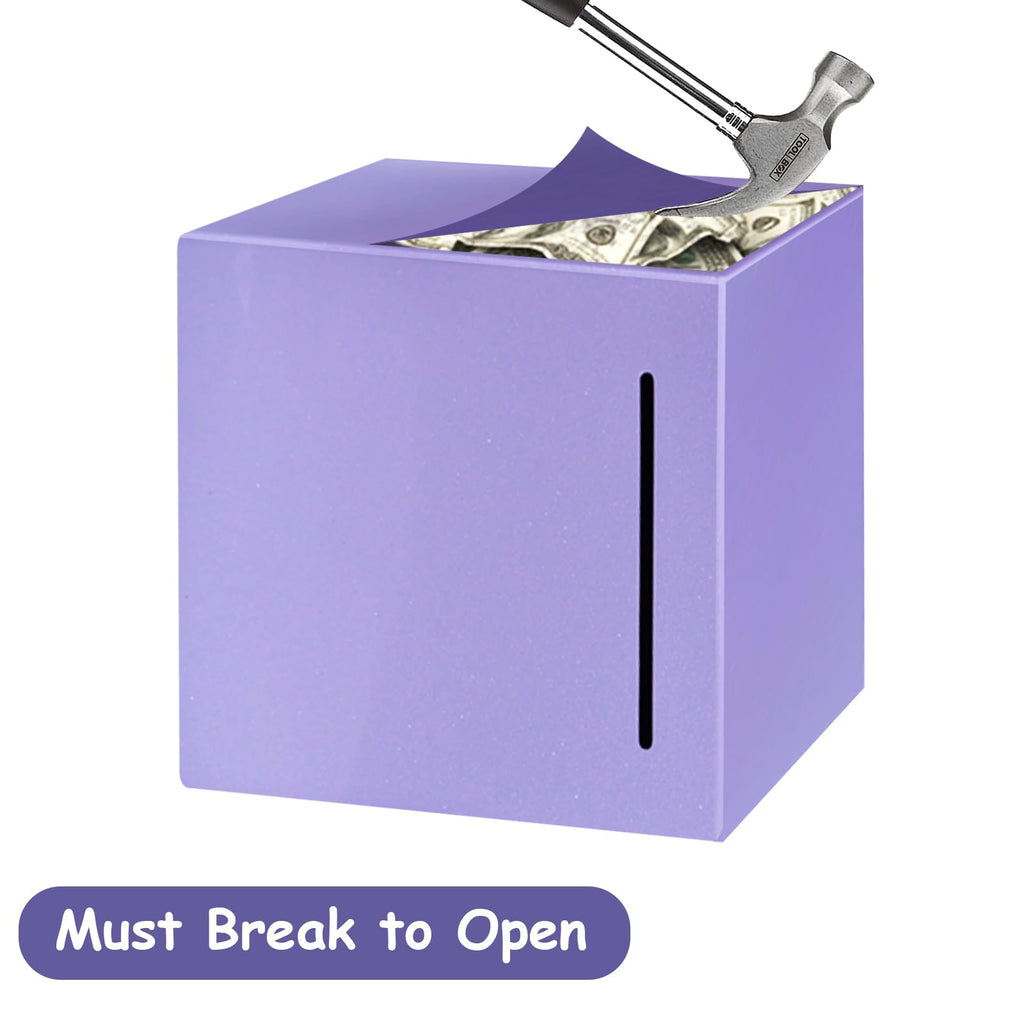 Totola Stainless Steel Piggy Bank – Indestructible 4.72-Inch Savings Box with Must-Break-to-Open Design (Purple)