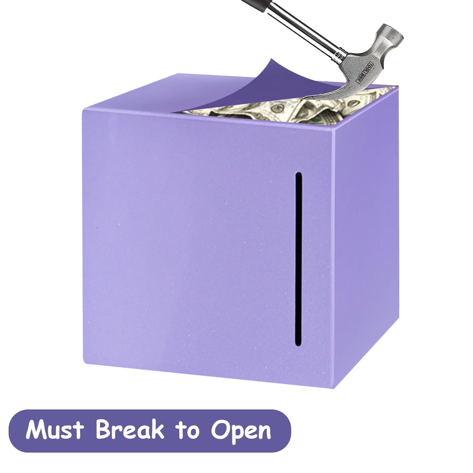 Totola Stainless Steel Piggy Bank – Indestructible 4.72-Inch Savings Box with Must-Break-to-Open Design (Purple)