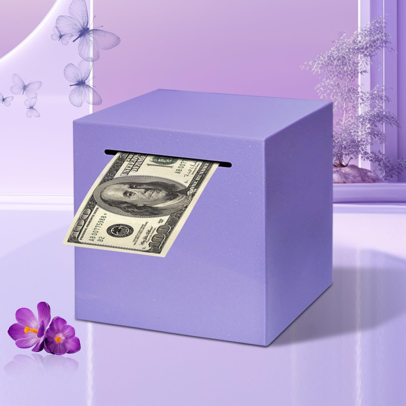Totola Stainless Steel Piggy Bank – Indestructible 4.72-Inch Savings Box with Must-Break-to-Open Design (Purple)