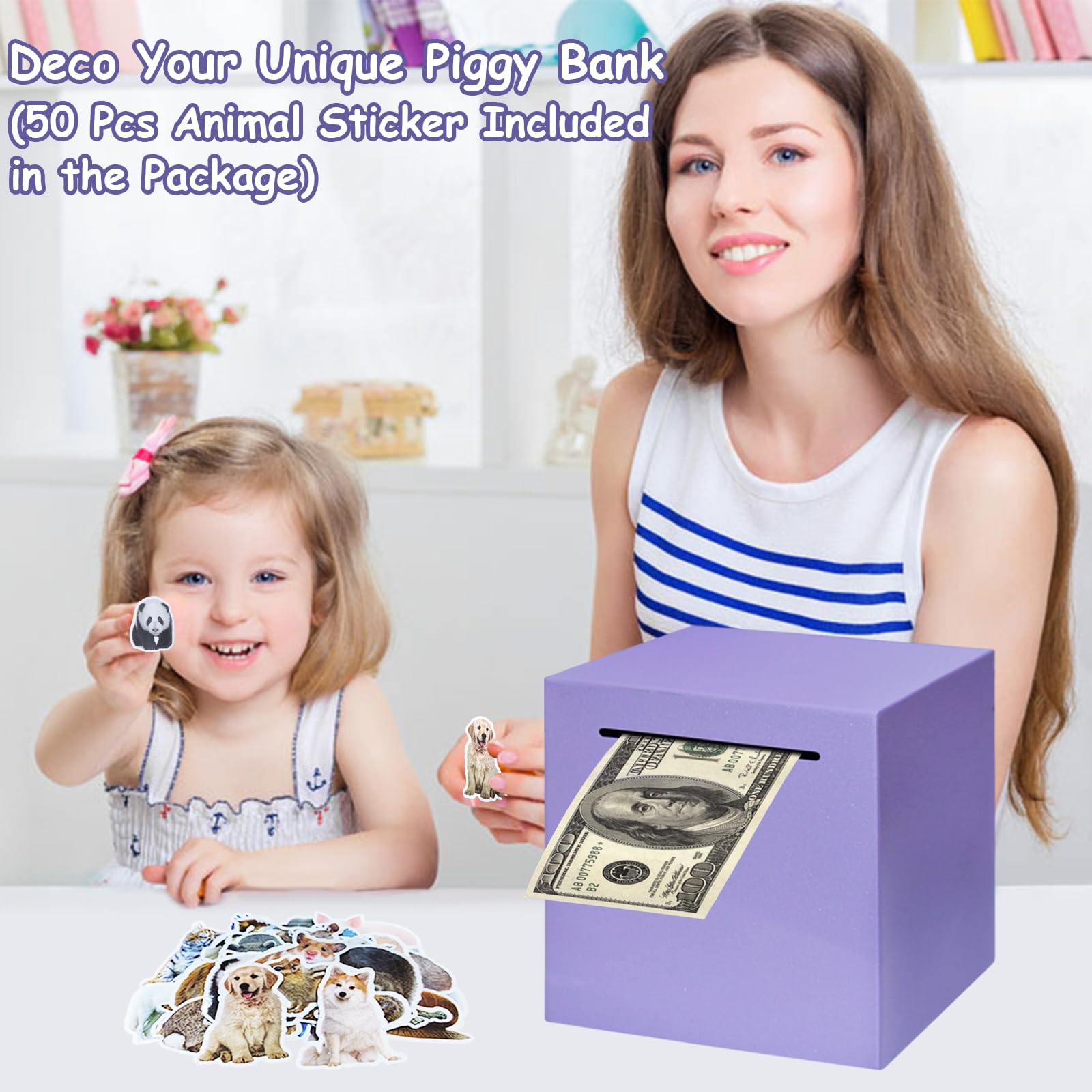 Totola Stainless Steel Piggy Bank – Indestructible 4.72-Inch Savings Box with Must-Break-to-Open Design (Purple)