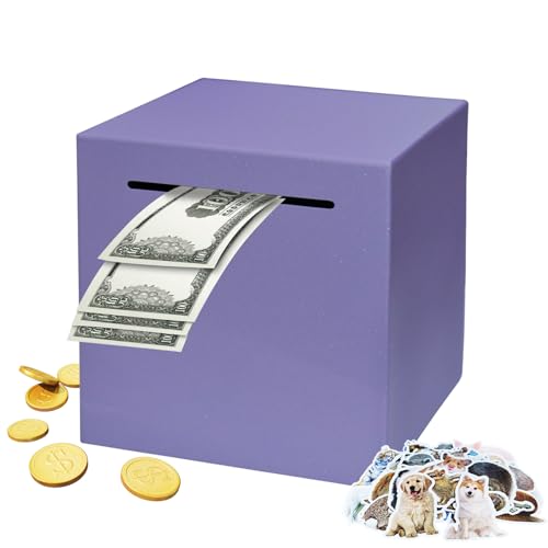 Totola Stainless Steel Piggy Bank – Indestructible 4.72-Inch Savings Box with Must-Break-to-Open Design (Purple)