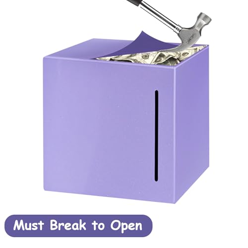 Totola Stainless Steel Piggy Bank – Indestructible 4.72-Inch Savings Box with Must-Break-to-Open Design (Purple)