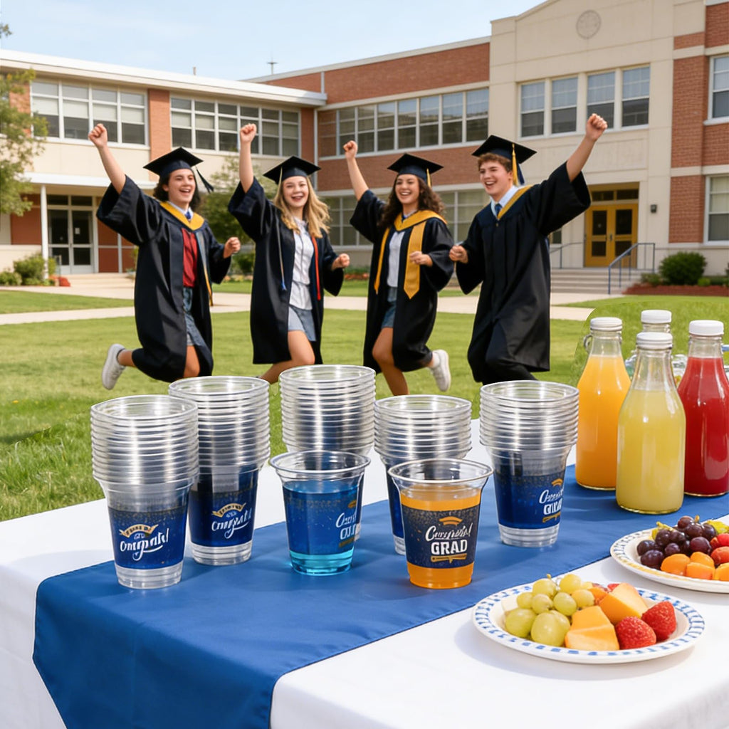 Totstio 72-Pack Graduation Cups 2026 – 14 oz Blue Plastic Disposable Cups for Class of 2026 Party Supplies Decorations