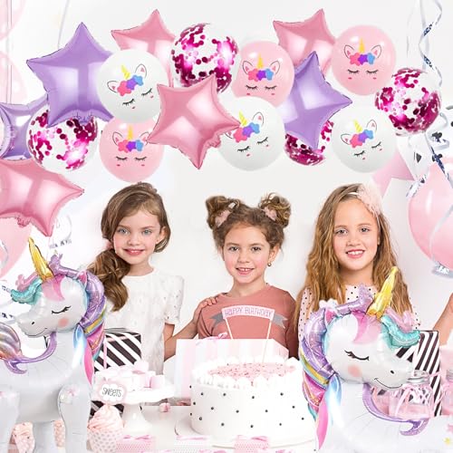 TOVIDO 16-Piece Unicorn Balloon Kit with 2 Self-Standing 3D Foil Balloons – No Helium Needed