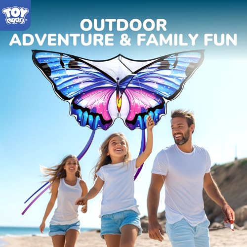 TOY Life 48.4-Inch Giant Butterfly Kite – Easy to Fly for Kids & Adults with 328ft String, Beach Toy Outdoor Fun