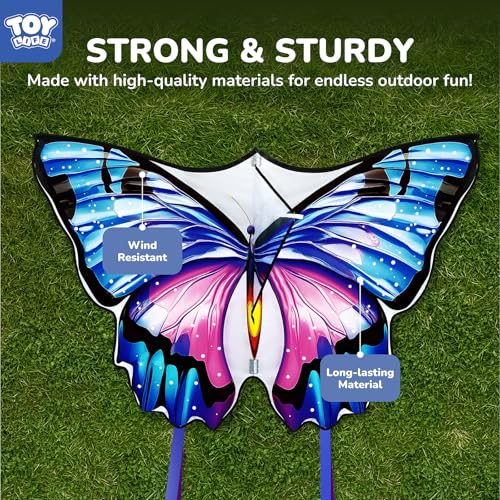TOY Life 48.4-Inch Giant Butterfly Kite – Easy to Fly for Kids & Adults with 328ft String, Beach Toy Outdoor Fun