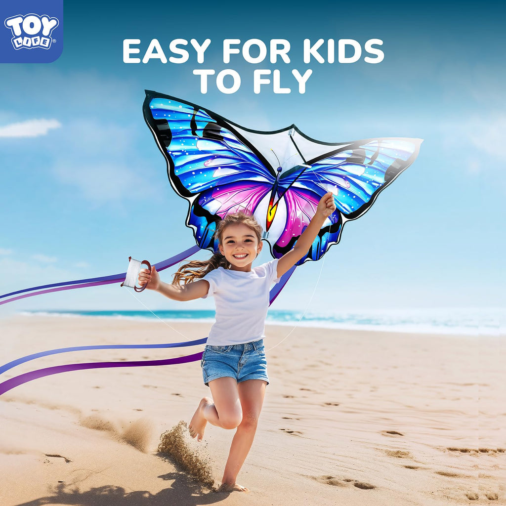 TOY Life 48.4-Inch Giant Butterfly Kite – Easy to Fly for Kids & Adults with 328ft String, Beach Toy Outdoor Fun