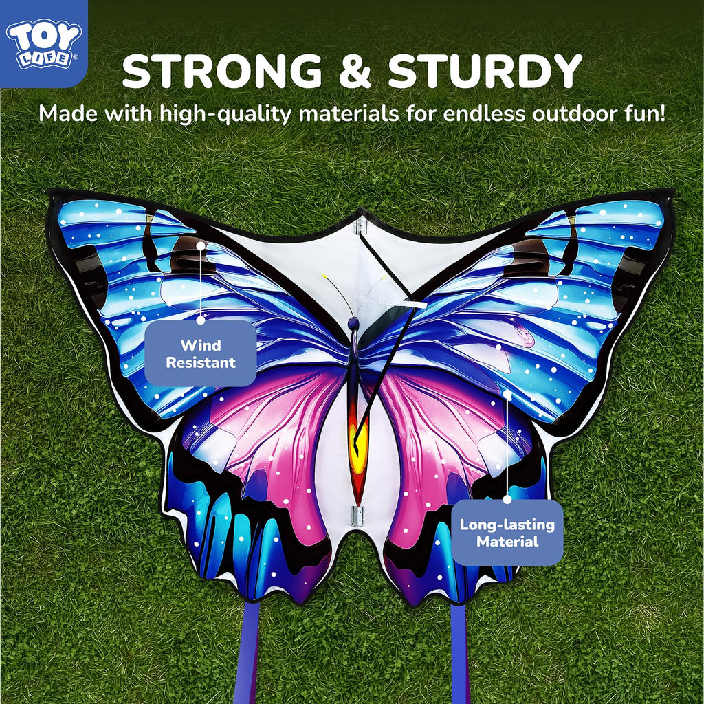 TOY Life 48.4-Inch Giant Butterfly Kite – Easy to Fly for Kids & Adults with 328ft String, Beach Toy Outdoor Fun