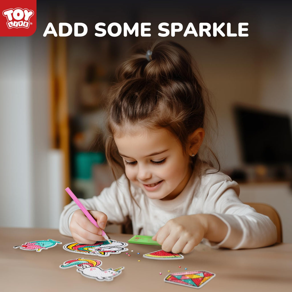 TOY Life Diamond Painting Stickers for Kids – 26 Pack Unicorn Gem Art Crafts for Girls Ages 3-12