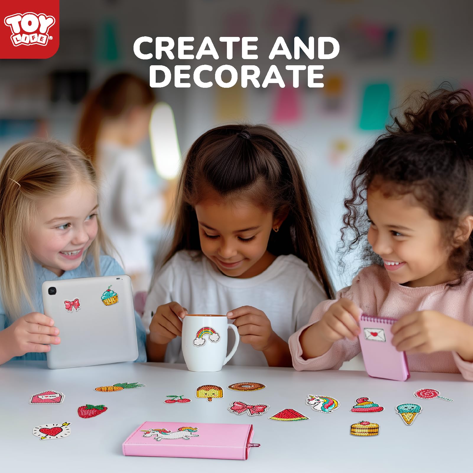 TOY Life Diamond Painting Stickers for Kids – 26 Pack Unicorn Gem Art Crafts for Girls Ages 3-12