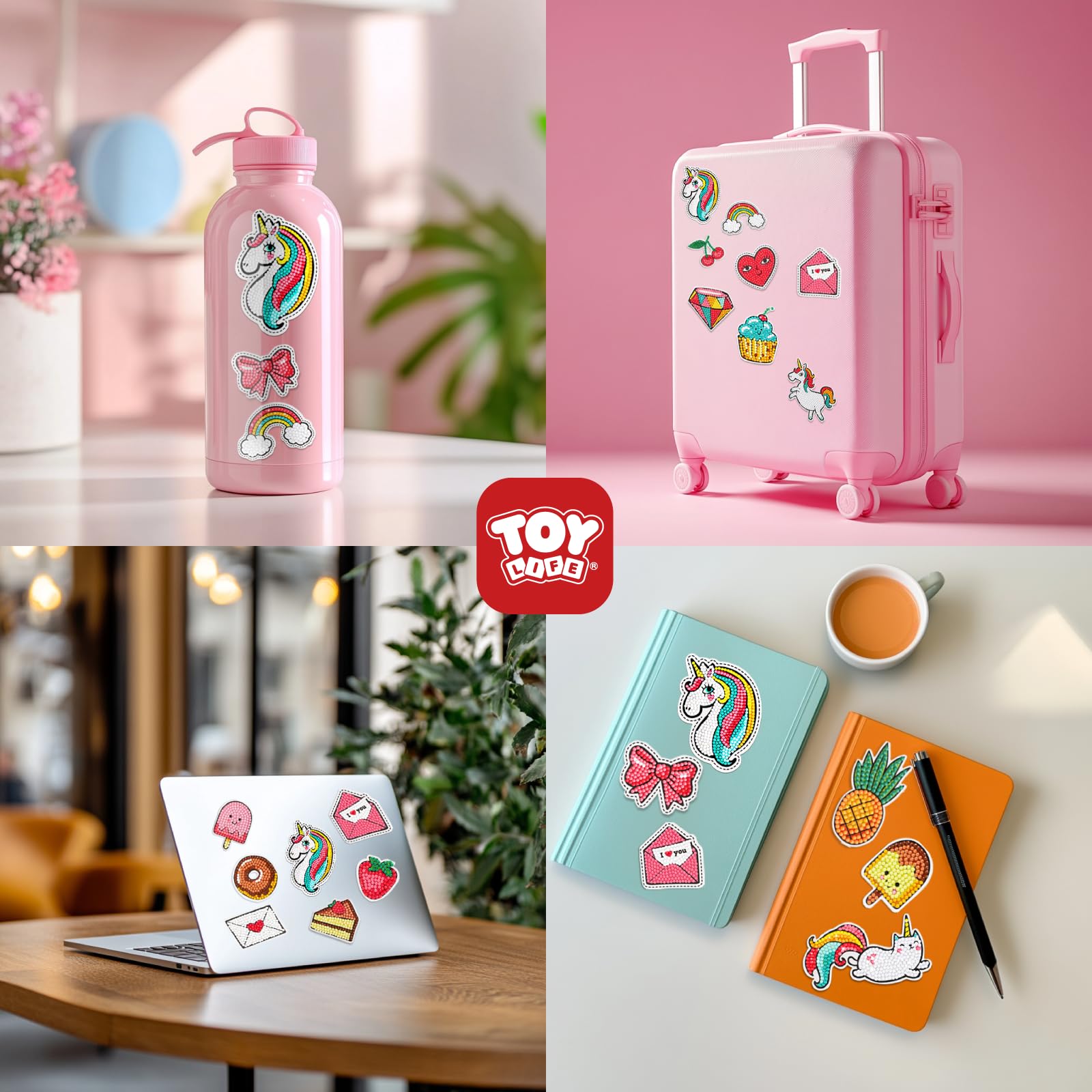 TOY Life Diamond Painting Stickers for Kids – 26 Pack Unicorn Gem Art Crafts for Girls Ages 3-12