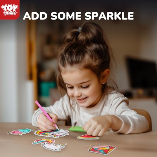 TOY Life Diamond Painting Stickers for Kids – 26 Pack Unicorn Gem Art Crafts for Girls Ages 3-12