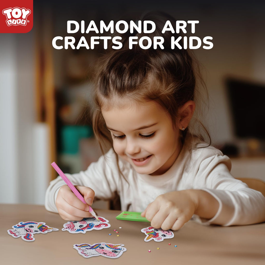 TOY Life Unicorn Diamond Art Kits for Kids - 9 Keychain Gems Craft Set for Ages 4-12