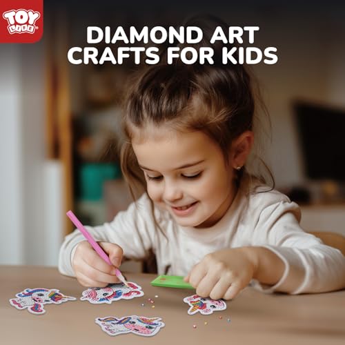 TOY Life Unicorn Diamond Art Kits for Kids - 9 Keychain Gems Craft Set for Ages 4-12