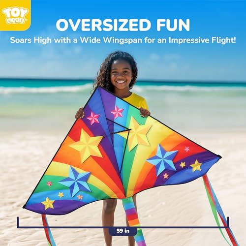 TOY Life Unicorn Kite for Kids – Large Rainbow Kite with 50M String, Easy to Fly for Ages 4-12