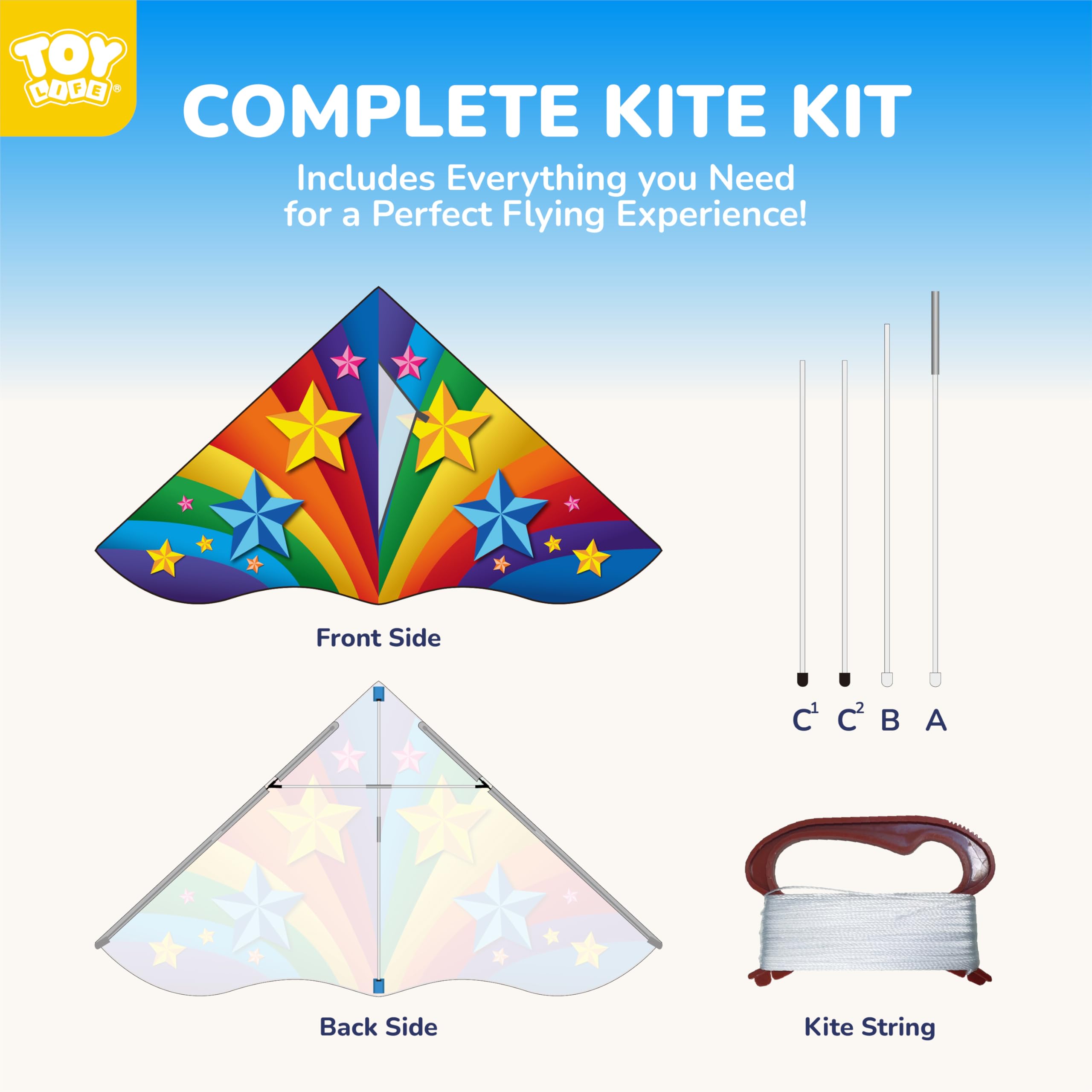 TOY Life Unicorn Kite for Kids – Large Rainbow Kite with 50M String, Easy to Fly for Ages 4-12