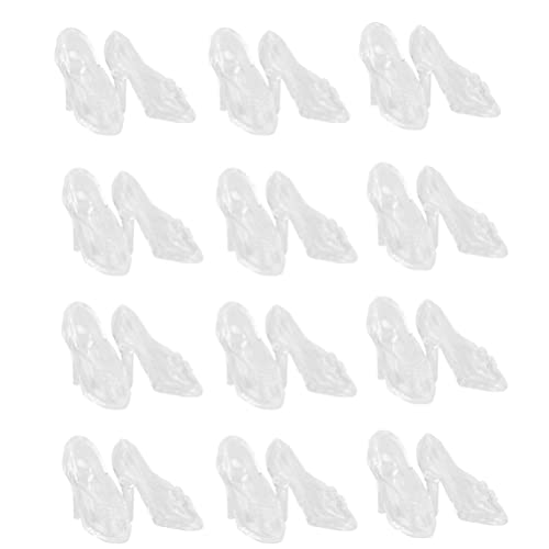 TOYANDONA 30 Pairs Clear Plastic Doll Shoes – Mini High Heels for Dress-Up and Dollhouse Play