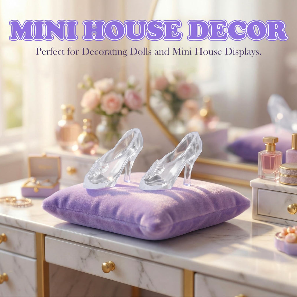 TOYANDONA 30 Pairs Clear Plastic Doll Shoes – Mini High Heels for Dress-Up and Dollhouse Play