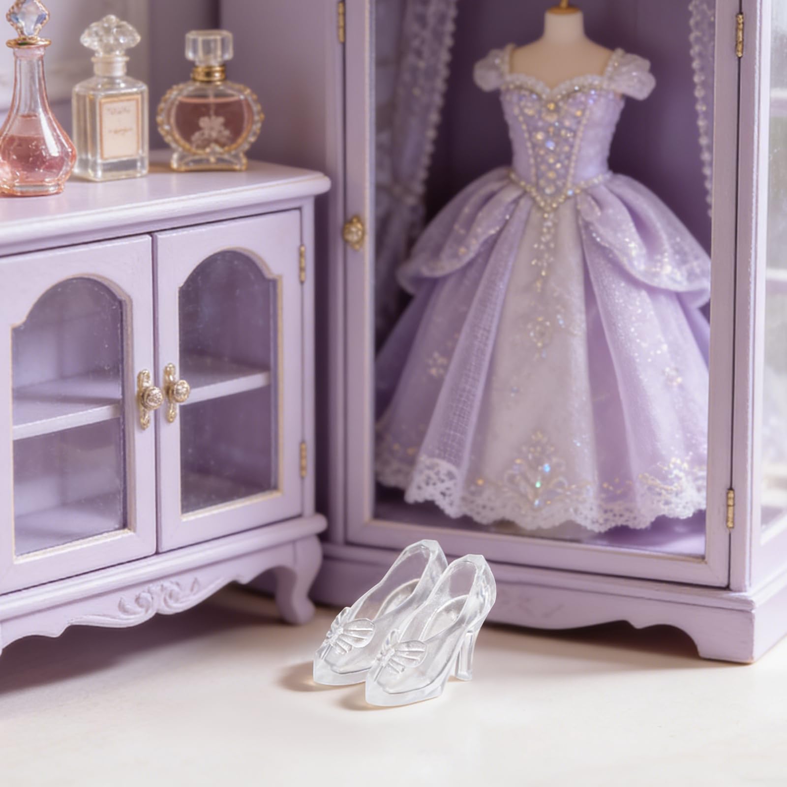 TOYANDONA 30 Pairs Clear Plastic Doll Shoes – Mini High Heels for Dress-Up and Dollhouse Play