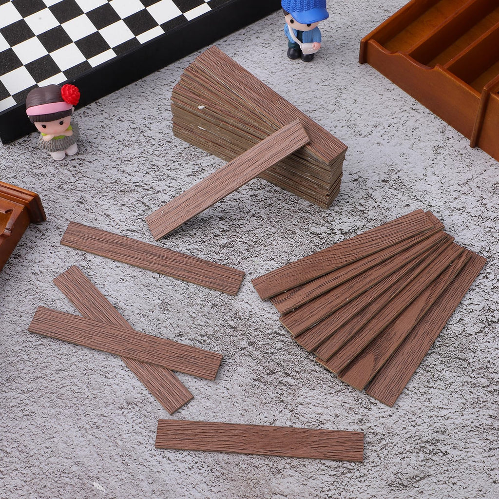 TOYANDONA 40-Piece Self-Adhesive Dollhouse Wood Flooring - Dark Brown Miniature Floorboards for DIY Dollhouse Décor
