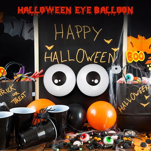 TOYANDONA 5-Inch Halloween Eyeball Balloons – Spooky Latex Party Decorations (12.7 cm, White)
