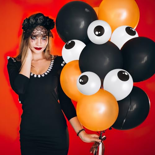 TOYANDONA 5-Inch Halloween Eyeball Balloons – Spooky Latex Party Decorations (12.7 cm, White)