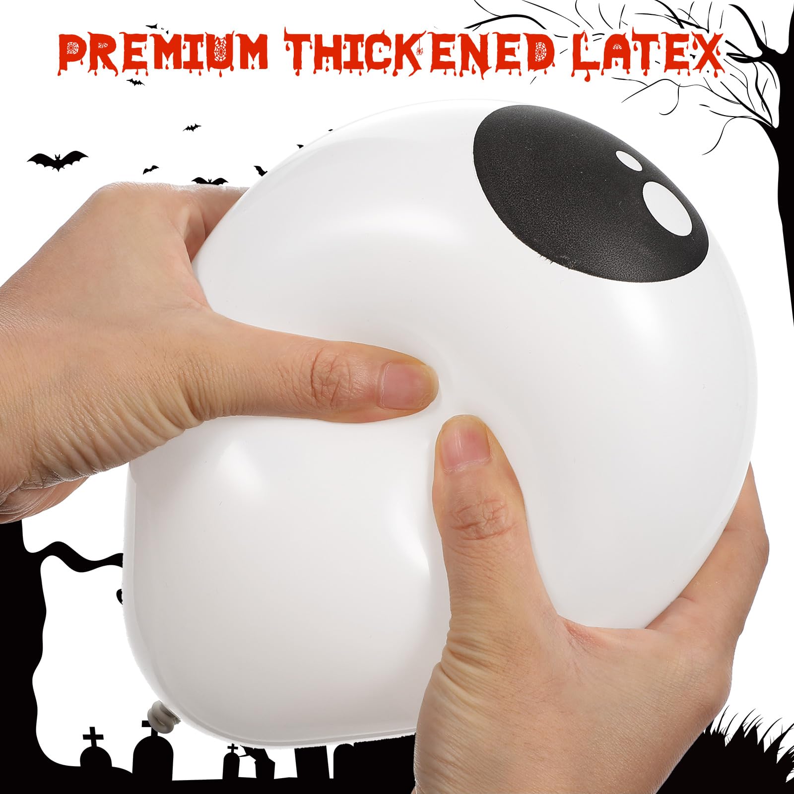 TOYANDONA 5-Inch Halloween Eyeball Balloons – Spooky Latex Party Decorations (12.7 cm, White)