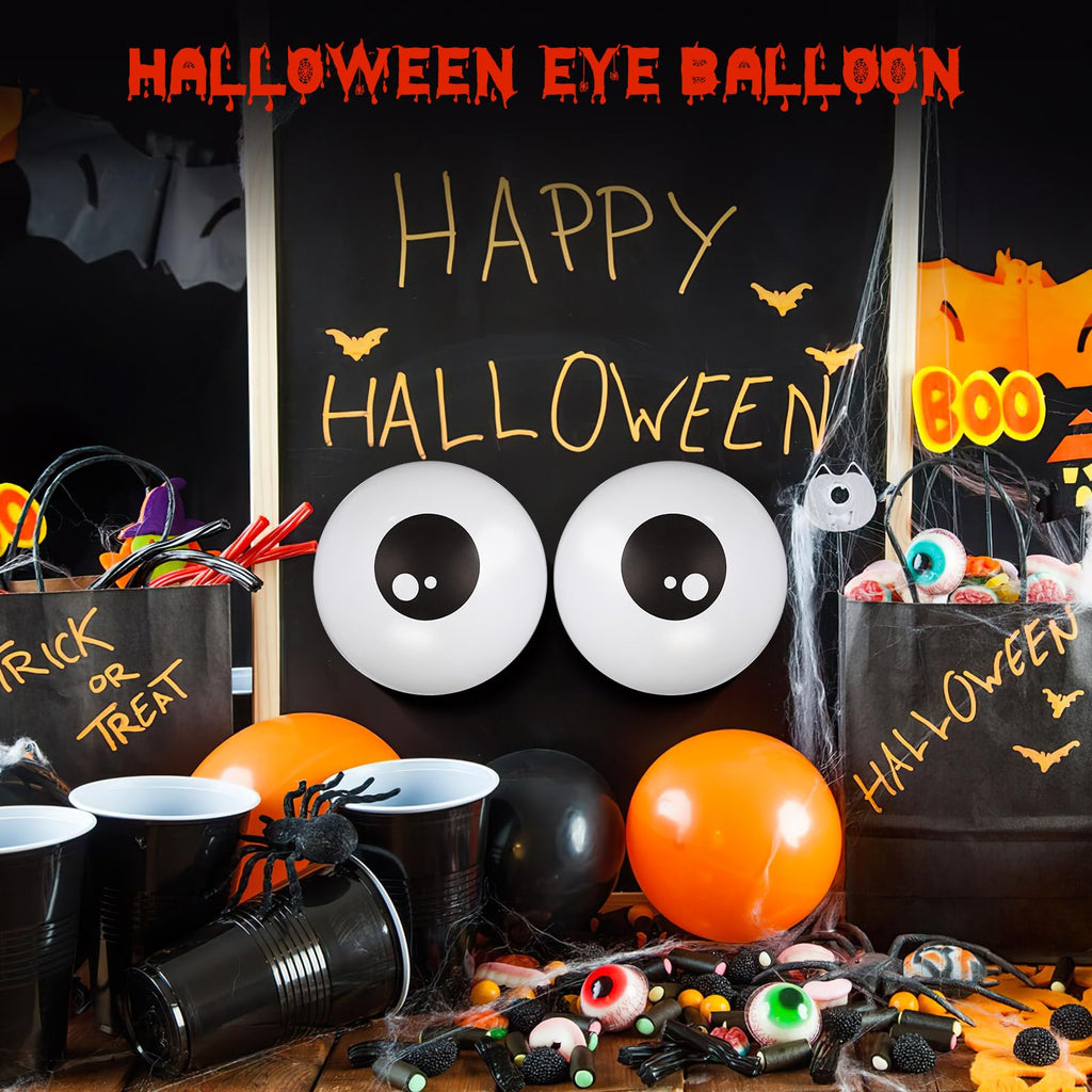TOYANDONA 5-Inch Halloween Eyeball Balloons – Spooky Latex Party Decorations (12.7 cm, White)
