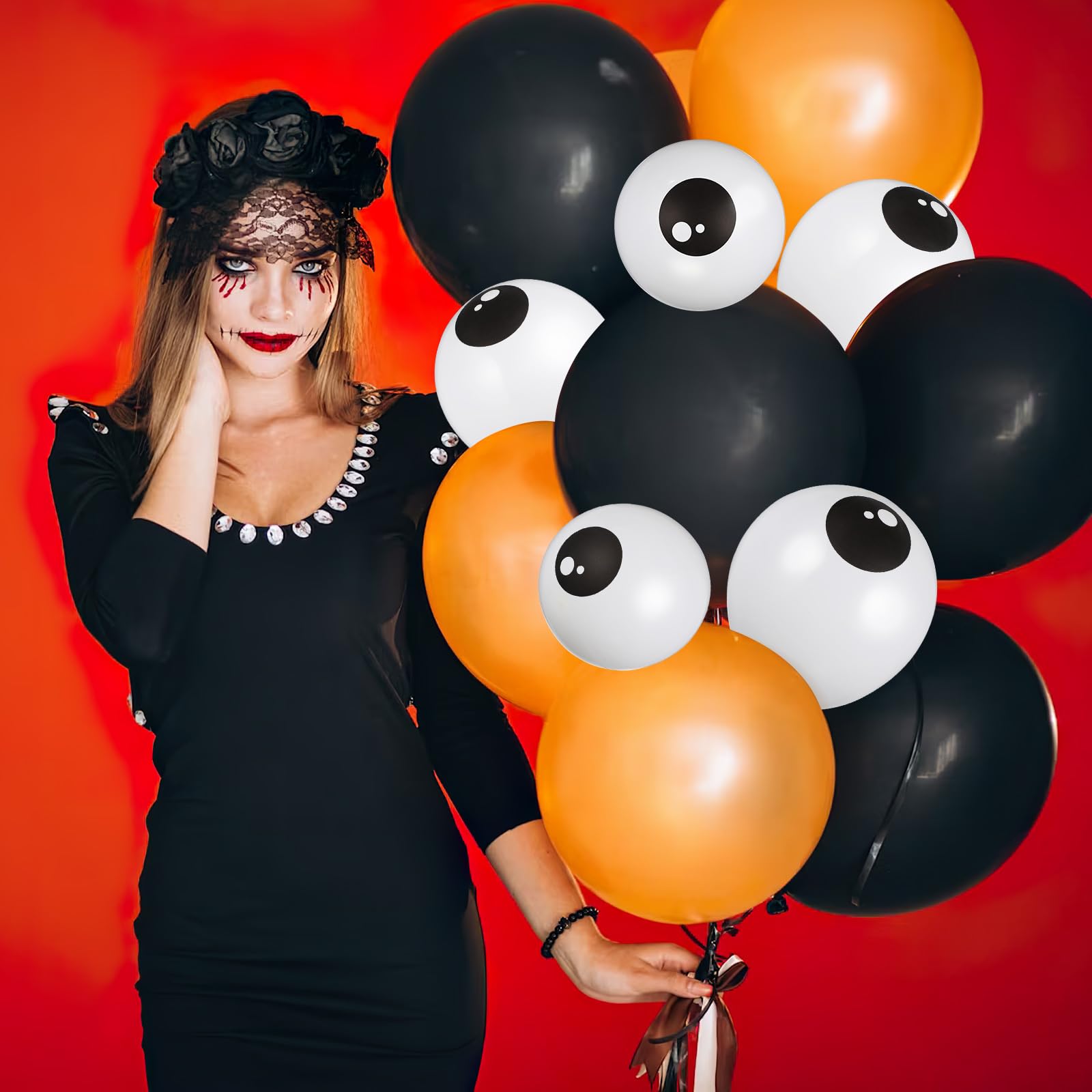 TOYANDONA 5-Inch Halloween Eyeball Balloons – Spooky Latex Party Decorations (12.7 cm, White)