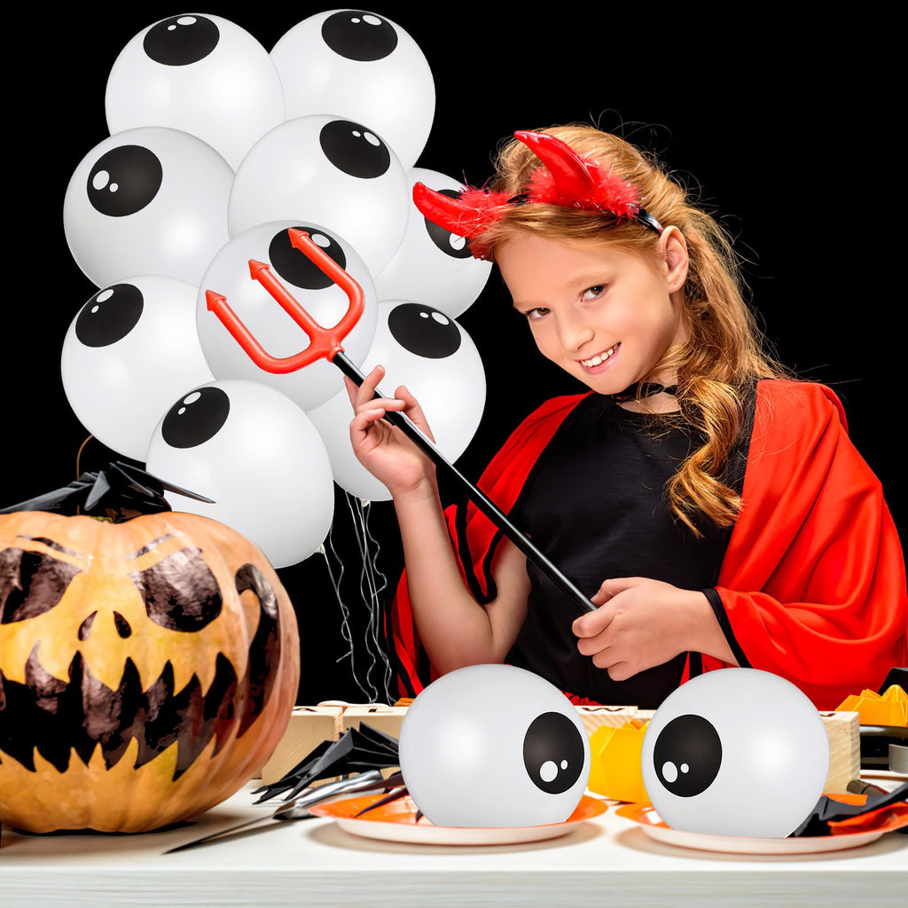 TOYANDONA 5-Inch Halloween Eyeball Balloons – Spooky Latex Party Decorations (12.7 cm, White)