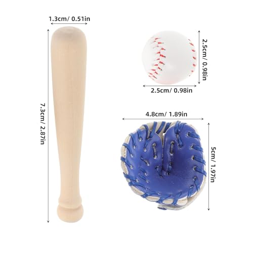 TOYANDONA Mini Baseball Bat and Gloves Kit – 1:12 Scale Cake Topper & Dollhouse Decor