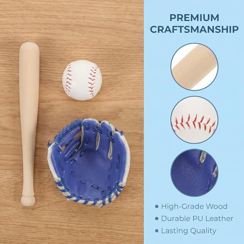 TOYANDONA Mini Baseball Bat and Gloves Kit – 1:12 Scale Cake Topper & Dollhouse Decor
